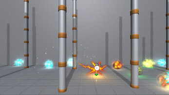 Rat running through a field of columns while dodging elemental orbs