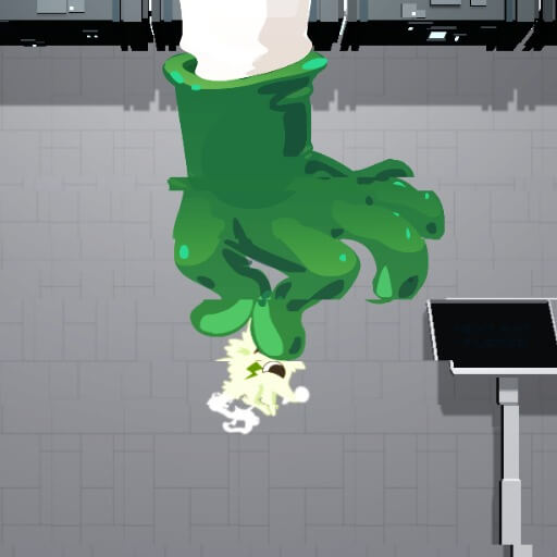 Scientist with green glove dropping in a new rat